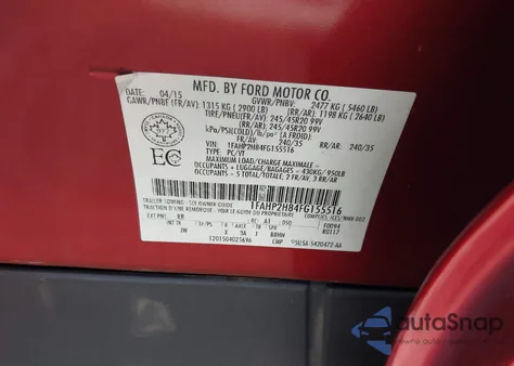 2015 Ford Taurus Sel из США, поврежденный, VIN 1FAHP2H84FG155516